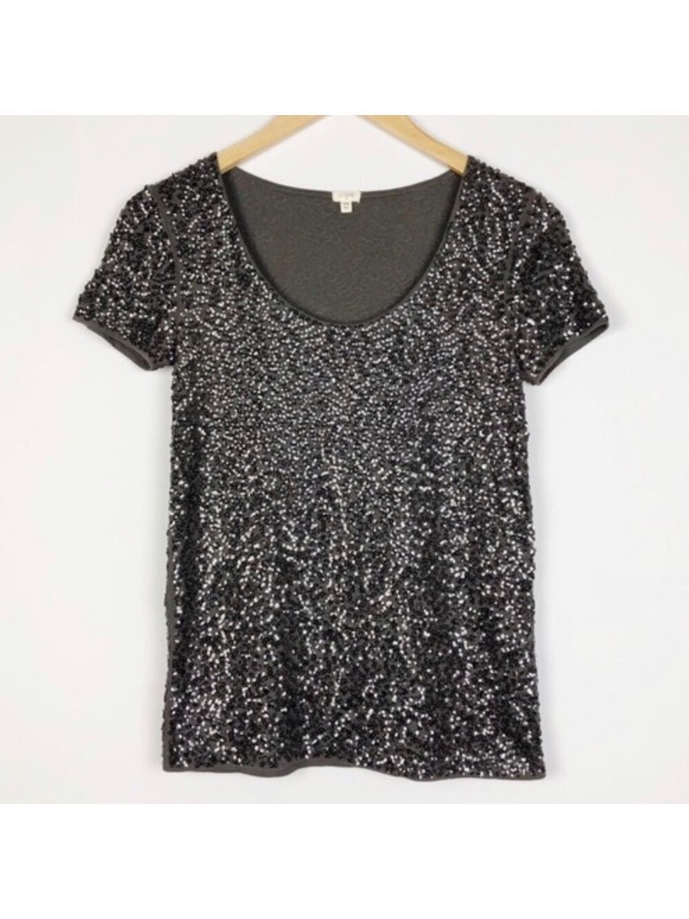 J. crew gray vintage sequin top